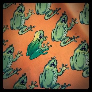 Vintage Scarf with Green Frogs Design